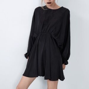 Zara Elegant Black Dress with Dolman Sleeves
